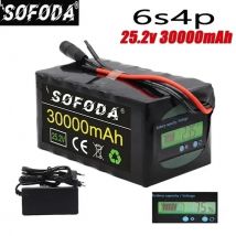 NEU 18650 Leistungsstarker Akku 24 V 6S4P 30 Ah, Fahrradbatterie mit Kapazitätsanzeige, BMS 25,2 V
