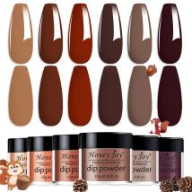 6 colors Dip Powder Set Brown Coffe Color Nail Powder Dipping Nail Powder Nail Art Manicure DIY Salon No Need Lamp Cure