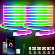 Luci a corda al neon a LED flessibili da 30 M/20 M con app/telecomando, lampada a corda RGB per esterni IP65, sincronizzazione musicale per ambienti, piscina, giardino