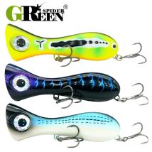 GREENSPIDER Big Game Köder 100mm 29g Neue Popper Angelköder Top Wasser Harter Köder 3D Augen Big Mouth Popper Köder mit VMC HAKEN