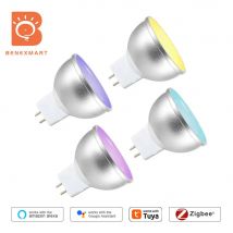 Benexamrt 4 Stück 12 V MR16 Zigbee Smart LED-Glühbirne 5 W RGBCW Strahlerlampe Funktioniert mit Tuya