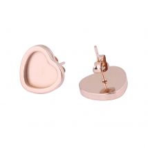 10 pz 10mm Cuore Cabcohon Orecchino Base Spazi Vuoti Borchie In Acciaio Inox Orecchini In Oro Rosa Lunetta Impostazioni Per La Creazione di Gioielli