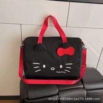 MINISO Sanrio Hello Kitty Large Capacity Handbag Cute Cartoon Shoulder Crossbody Bag Travel Bag with Bowknot