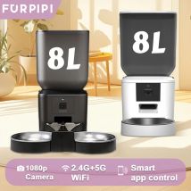 Mangiatoia automatica per gatti 5G con videocamera 1080p Video WiFi Dispenser di cibo per gatti Pet Registratore vocale intelligente Alimentatore automatico per animali domestici con telecomando