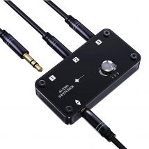 COOIDEA 3.5mm Stereo Audio Switcher Support 1 In 3 Out or 3 In 1 Out with 3.5mm Audio Cable