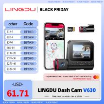 LINGDU Dash Cam V630 Telecamera per auto 4K + 1080P + 1080P 3 canali per auto DVR WiFi GPS IR Visione notturna 24 ore Monitor di parcheggio Registrazione in loop HDR