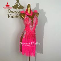 Latin Dance Competition Dress Customized Cha Cha Samba Performance Costumes Adult and Children Tassel Dresses Dancer's Vitality