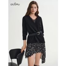 DUSHU Plus Size Damen Sweatshirts Floral Patchwork Fake Zweiteiler Hoodie 2025, Winter Koreanischer Stil Rebel Sweetheart Tops Ins BF