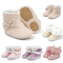 Exquisite Baby Mädchen PU Leder Booties Hübsche Spitze Schleife Blumen Stern Weiche Anti-Rutsch-Sohle Winter Warme Kleinkind Erste Wanderer