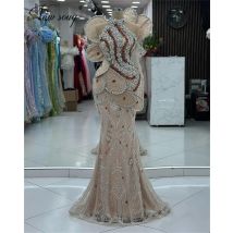Arabisch Dubai Perlen Abendkleider Vestidos De Noche Meerjungfrau Geburtstag Party Zweite Empfang Kleid Verlobungskleid Angepasst