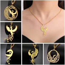 Unift Steigende Phoenix Halskette für Frauen Männer Edelstahl Wächter Vogel Anhänger Halskette Glück mythischen Schmuck trend igen Geschenk