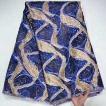 Blauer Damast 2024 afrikanischer Brokat spitzens toff hochwertiger Jacquard nigeriani scher Spitzens toff Frauen elegantes Kleid für Hochzeit s3753