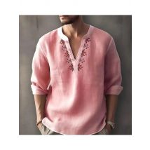 New Men's Loose Top for Spring and Autumn in 2025, a Casual Shirt, a Thin Cotton-linen Stand-up Collar Shirt  tshirts for men