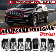 Chrom/glänzend schwarz für Jeep Cherokee 2014 2015 2016 2017 2018, Frontstoßstangengrill, Wabengitter, Grillabdeckung, Dekor