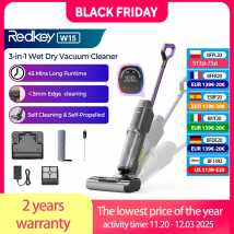 Aspirapolvere asciutto e bagnato senza fili Redkey W15 3 in1, autolavante semovente, pulizia dei bordi da 0,2 pollici, durata di lancio di 45 minuti