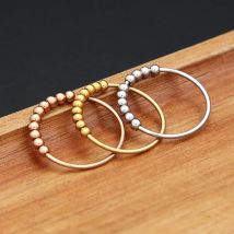 Mode Einfache Edelstahl Frei Drehen Spinner Ring Für Frauen Männer Trend Spirale Perle Relief Antistress Schmuck Dropshipping