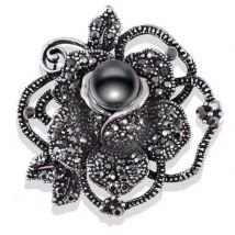 Fashionable and popular gun black retro rhinestone pearl large bow brooch creative rose brooch