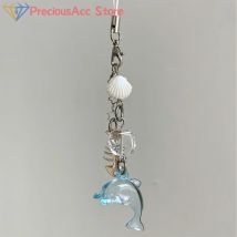 Sommer blauer Delphin Charm Schlüsselanhänger/Telefon Charm handgemachte Meer Thema inspirierte Schlüsselanhänger Zubehör ästhetische Y2k