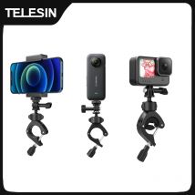 TELESIN Clip de motocicleta de ciclismo 360 °   Soporte de orificio de 1/4 "Super Abrazadera para GoPro DJI OSMO Action Insta360 accesorios de Cámara de Acción