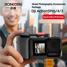 Ronkoen Set di maniglie in metallo Custodia protettiva per DJI OSMO Action 3/4/5Pro Doppio clod Shoe Guscio in lega di alluminio