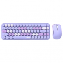 MOFII Wireless Keyboard and Mouse, Cute Colorful 68 Round Keycap Compact Keyboard for Computer, Computer, Desktop, Laptop