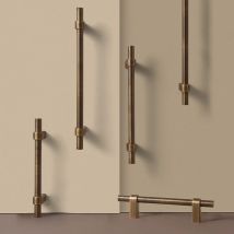 Dooroom Solid Brushed Brass Furniture Handles Modern Industrial Style Cupboard Wardrobe Dresser Shoe Drawer Cabinet Knobs