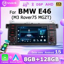 Radio Multimedia para Auto con Android 15 y GPS para BMW Serie 3 E46 M3 318/320/325/330/335 1998-2005, CarPlay Inalámbrico y Android Auto