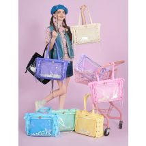 Japanische große Kapazität Satinband Ita Tasche süße Mädchen Anime transparente Einkaufstasche Lolita Umhängetaschen klare PVC-Handtaschen