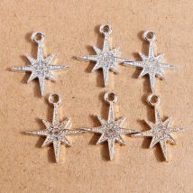10 Stück 25*21mm Funkelnde Kristall-Stern-Charms-Anhänger für Schmuckherstellung DIY Halskette Ohrringe Handgefertigtes Armband-Zubehör