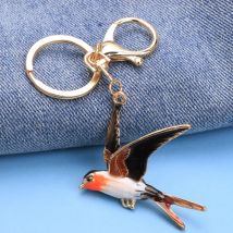 Elegant and Delicate Swallow Bird Design Keychain, Handbag Charm, Luggage Tag, Couple's Wedding Holiday Party Gift