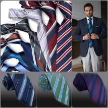Colorful Striped Necktie 63" 160cm Fashion Extra Long Size Ties for Men Wedding