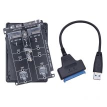 Adattatore doppio da M.2 a SATA 3.0 Protocollo M2 NGFF SATA SSD Chiave B a SATA 3.0 Scheda convertitore da 6 Gbps Shell con cavo SATA3 a USB 3.0