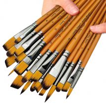 24-teiliges Premium-Pinsel-Set, Künstler-Serie, Nylonborsten mit rundem, Haselnusschnitt, flachem und winkelfarbenem Pinsel zum Malen