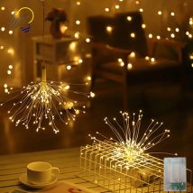 LED-Feen-Lichterkette, Deko-Licht zum Aufhängen, Starburst-Lampe, batteriebetriebenes Feuerwerk, Weihnachtsgirlande, Festival-Dekoration, Lichterkette