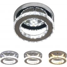 Lámpara de techo moderna, luz de techo LED redonda de cristal de 15W, 3 colores regulables, colgante de techo LED para dormitorio, cocina, pasillo