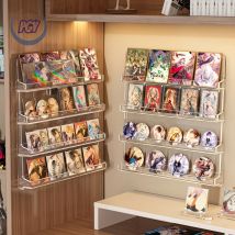 1/2pcs Wall-Mounted Clear Display Shelf Badges Manga Business Card Cosmetics Nail Tip Storage Rack Organizer Home Interior Decor