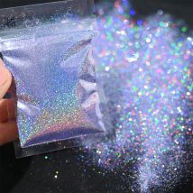 Laserowy holograficzny tęczowy brokat do paznokci 0.2MM świecący paznokcie brokat w proszku 10G/5G