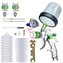 HVLP Spay Gun 1.4/1.7/2.0mm Ugello Aerografo a gravità per strumento di verniciatura auto 10 pezzi 600ml No tazza di misurazione usa e getta pulita