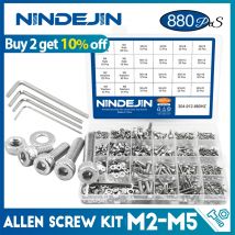 Nindejin 880 stücke Sechskant-Innen sechs kant schraube Sortiment Kit m2 m3 m4 m5 Edelstahl flache runde Kappe Kopfs ch raube und Mutter Set
