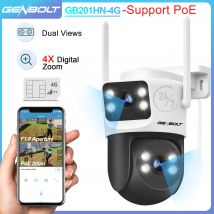 GENBOLT 4G LTE CCTV-Überwachungskamera mit SIM-Karte, Dual-Objektiv, PoE-Sicherheits-IP-Kamera für den Außenbereich, Menschenerkennung und automatische Verfolgung