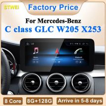 STWEI 2024 Nowy Samochodowy System Multimedialny Bezprzewodowy Android AUTO CarPlay Ekran 12,3 cala Do Mercedes Benz Klasy C GLC W205 S205 Odtwarzacze