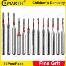 Feine Körnung FG Dental-Diamantbohrer Erdbeeren Bohrer Durchmesser 1,6 mm Bohrer CD Kinderzahnmedizin für Hochgeschwindigkeitshandstück 10 Stück/Packung