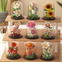 Topfpflanze Micro Bausteine Simulation Lilie Rose Blume Montage Ziegel Modell Kinder Spielzeug Hause Dekoration Sammlung Geschenk