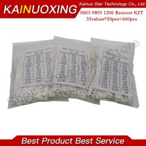 1206 0805 0603 SMD Widerstand Kit Assorted Kit 1ohm-1M ohm 1% 33valuesX 20 stücke = 660 stücke Probe Kit