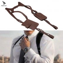 Portafoglio portatile in pelle/nylon sotto le ascelle Fondina nascosta antifurto per telefono da uomo Custodia a portafoglio a doppia spalla con agente segreto