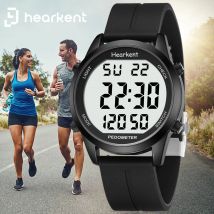 Hearkent Schrittzähler-Uhr für Herren/Damen im Freien, Sportuhren, Schritt- und Kalorienzähler, LED-Hintergrundbeleuchtung für Geh-Tracker, kein Bluetooth