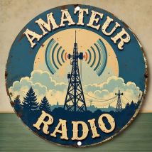 Metalowa tabliczka ścienna w stylu vintage dla radioamatrów - niebiesko-biała żelazna dekoracja w stylu vintage |   Wodoodporny i łatwy w instalacji |   Odpowiedni