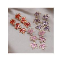 Gold Plated New Design Fashion Jewelry Luxury Color Zircon Three Piece Maple Leaf Earring Elegant Women's Party Accessories