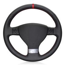 Schwarzer weicher Kunstleder-Lenkradbezug für Volkswagen Golf 5 Mk5 VW Passat B6 Jetta 5 Mk5 Tiguan 2007–2011