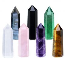 1PC Pietre Naturali Cristallo Singolo Punto Torre Ametista Verde Fluorite Pietra di Guarigione Minerale di Energia Minerale Esagonale Ornamenti Per La Casa